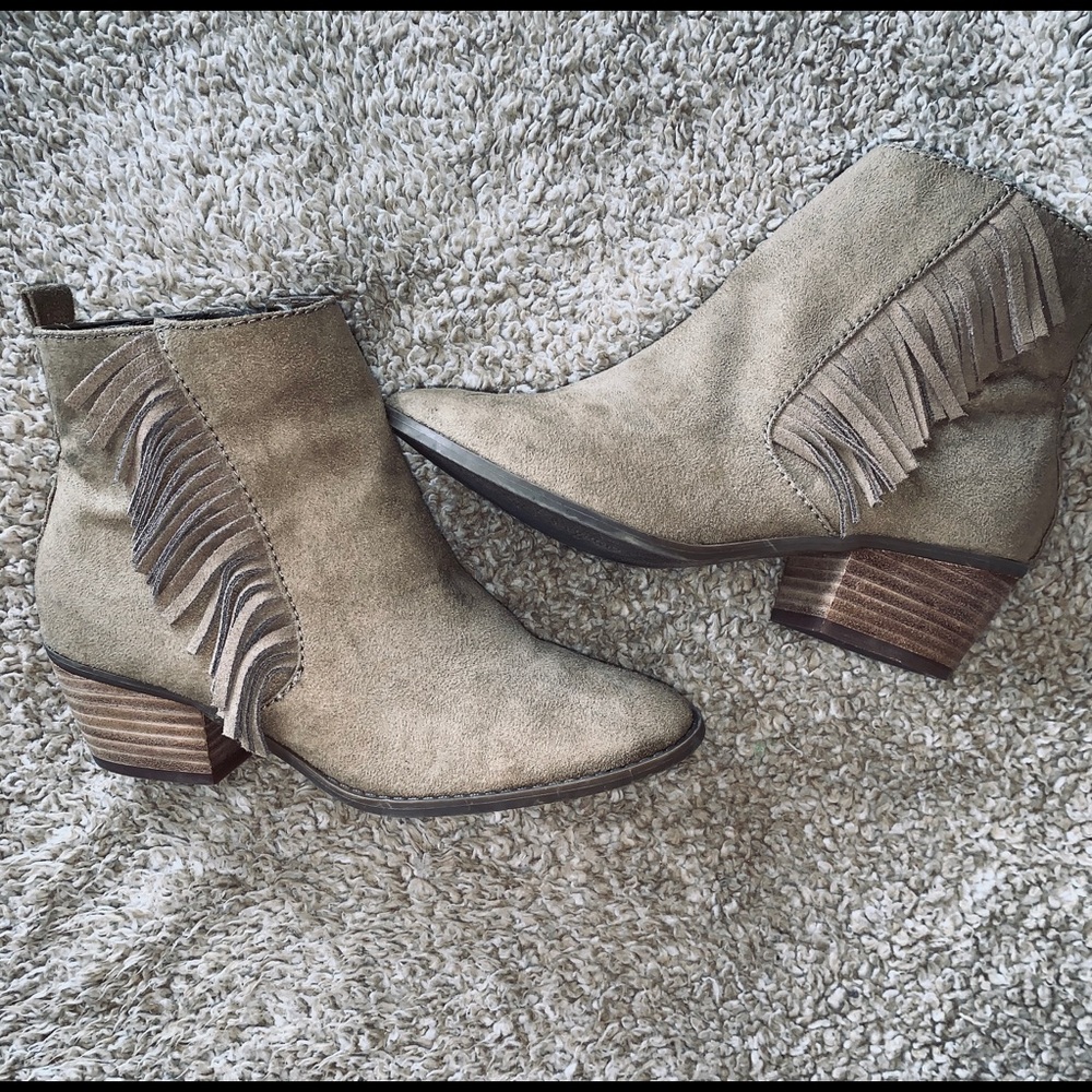 Faux suede booties.
